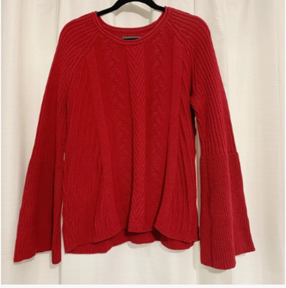 Suéter Michael Stars Mujer Grande Rojo Tejido con Cable Mangas Campana Foto 1 de 1