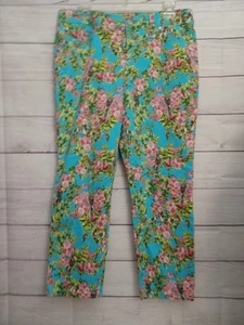 Code Bleu Aimee Skinny Crop Jeans Women's Size 10 Blue Floral Print Denim Pants - Picture 1 of 10