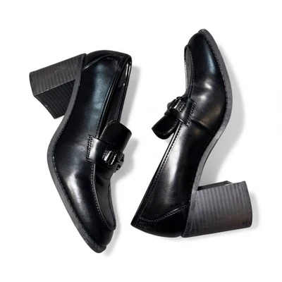 Marc Fisher Women's Chain Black Chunky Dress Loafers Shoes Sz 8.5 Y2K Academia - Image 1 of 4