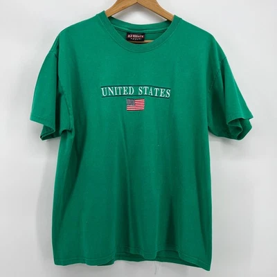 Vintage Y2K Old Varsity United States Embroidery Tee Shirt Medium Crop Fit  - Image 1 of 4