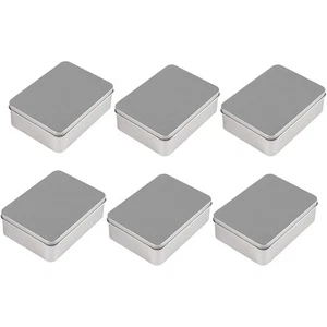 6-Pack Silver Metal Cookie Tins with Lids for Gift Giving (4.9x3.7x1.6 In) - Picture 1 of 7