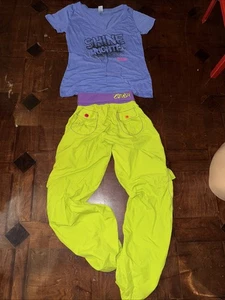 ZUMBA Damen Neon Cargo Hose SMALL Fallschirm HipHop Tanz/ Large Top GLÄNZEND HELL - Bild 1 von 6