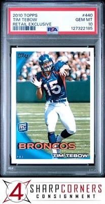 2010 TOPPS RETAIL EXCLUSIVE #440 TIM TEBOW RC HEISMAN PSA 10 - Image 1 of 3