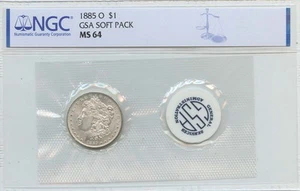 1885-O Morgan Dollar GSA SOFT PACK S$1 NGC MS64 - Picture 1 of 2