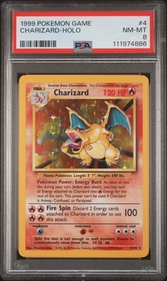 PSA 8 Charizard 4/102 Base Set Holo Rare Pokemon Card - Image 1 of 2