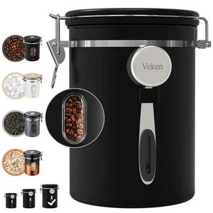 38oz Large Coffee Canister with Window, Airtight Stainless Steel, Kitchen Foo... - Picture 1 of 7