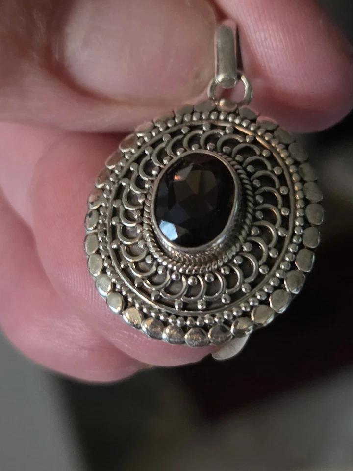 Smokey Quartz 925 Sterling Silver Artisan Pendant  - Image 1 of 4