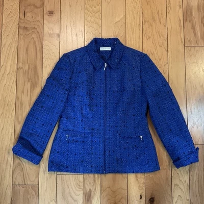 Blazer Coldwater Creek 8 azul tweed estilo cremallera chaqueta de carrera para mujer Foto 1 de 4