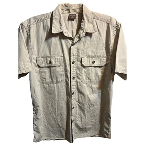 Great Northwest Shirt Men M Button Up Brown Short Sleeve Canvas Workwear Fishing - Picture 1 of 9