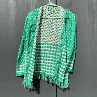 Cárdigan de ganchillo con flecos Grandma Core en verde Kelley Foto 1 de 4