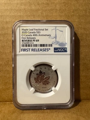 2020 Silver $3 O Canada 40th Anniversary Maple Leaf Fractional Reverse PF 69 NGC - Image 1 of 2