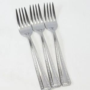 Oneida Flourish Salad Forks 7-1/8" Rope Edge 18/10 Stainless Lot of 3 - Picture 1 of 7