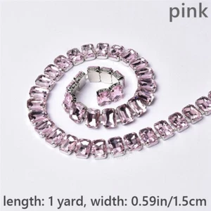 1 Yard Crystal Rhinestone Chain Ribbon Trimming Costume Shoes Bag Decor DIY - Picture 1 of 25