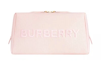 NWT BURBERRY Cosmetic Pouch Toiletries Bag Light Pink 8.5" X 5" X 3.5" L@@K! - Image 1 of 4