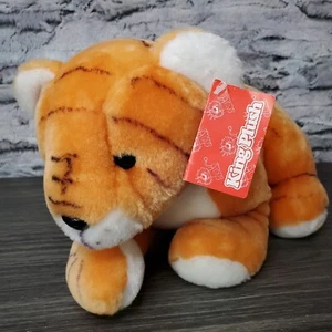 Vintage King Plush ORANGE and Black Stripped TIGER 14" Plush Cat w/Tags - Picture 1 of 7