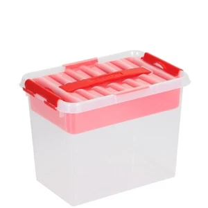 4x SUNWARE Q-Line Multi Box + 1 Einsatz - 9 Liter - 30x20x22cm - transparent/rot - Bild 1 von 1