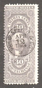 U. S. Revenue ~ R51c ~ First Issue ~ 30c lilac ~ SOTN H/S ~ PHILIP SPEYER & CO. - Picture 1 of 1