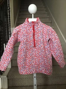Joules Girls 2/4 Zip size US 6 Pink Red Blue Hearts Jacket Pullover Sweatshirt - Picture 1 of 7