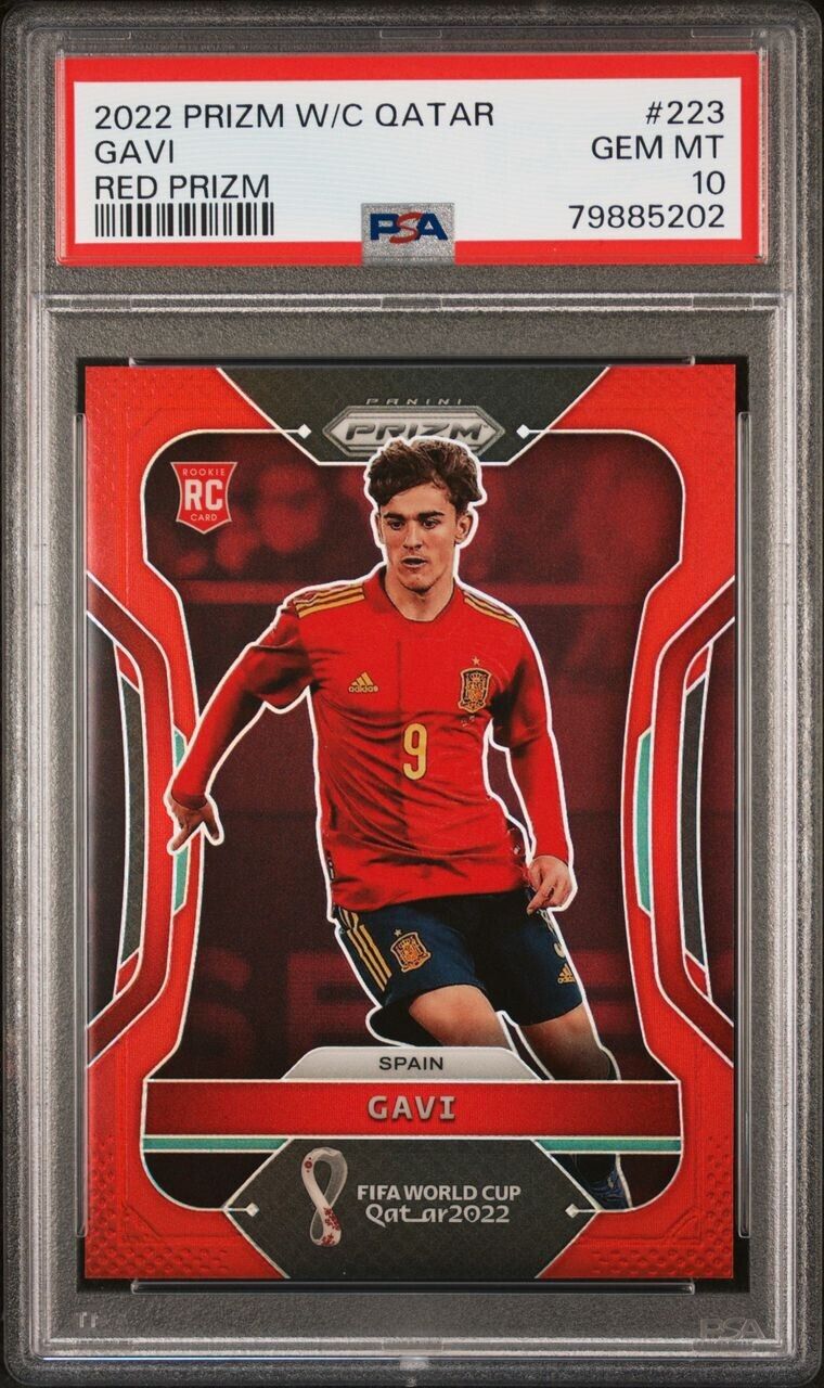 2022 Panini Red Prizm World Cup Soccer #223 Gavi RC Rookie /399 PSA 10