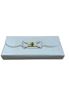 Vintage Clutch Purse Vinyl Bow Twist Closure Light Beige  Purse Bag - Picture 1 of 6