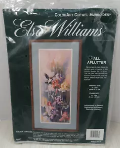 Elsa Williams Colorcraft Crewel embroidery Kit All Aflutter Iris hummingbirds - Picture 1 of 9