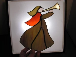 Vintage Handcrafted Stained Glass Angel Christmas Holiday Decor Tree Topper - Picture 1 of 7
