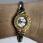 Vintage Gitano Watch Gold and Silver Tone With Rhinestones Working New Battery