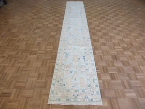 Alfombra oriental moderna Oushak azul cielo anudada a mano corredor 2'5 x 15 G15798 - Imagen 1 de 12