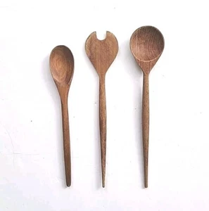 Juego de utensilios de madera de colección lote pinzas para ensaladas cuchara tenedor cucharón granja cocina decoración - Imagen 1 de 14