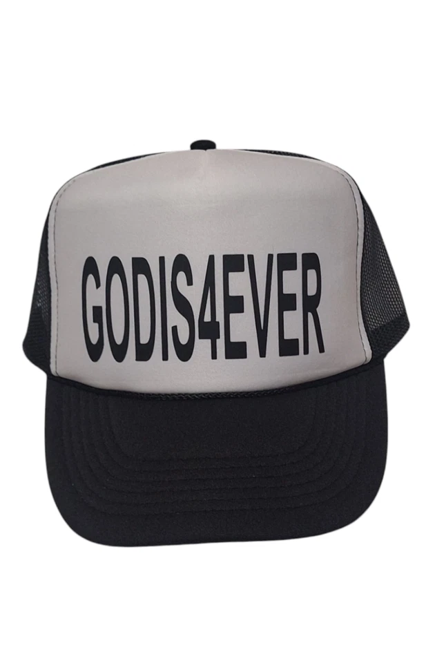 GOD IS 4 EVER GORRA DE CAMIONERO NEGRA MALLA TRASERA A PRESIÓN Foto 1 de 1