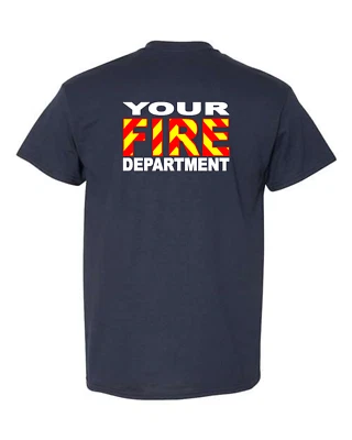 Custom Name Fire Dept T-shirt With Chevrons - Image 1 of 2