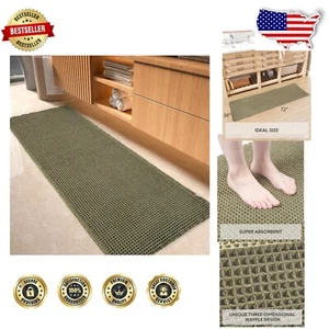 Versatile Dark Green Waffle Mat Runner - 2' x 6', Non-Slip for Ultimate Safety - Picture 1 of 9