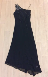 Principles Size 10 Black 100% Silk Long Evening Dress - Picture 1 of 8