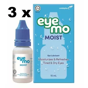 3 x 15ml EYE MO MOIST Eye Lubricant Drops Moisturizes & Refreshes Tired Dry Eyes - Picture 1 of 3