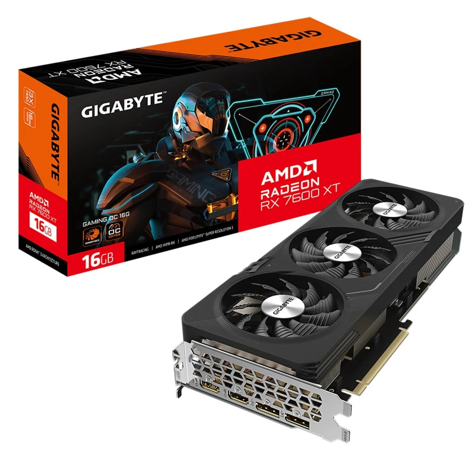 Gigabyte RX 7600 XT GV-R76XTGAMING OC-16GD 18 Gbps GDDR6 16GB 128 bit HDMI DP - Image 1 of 4