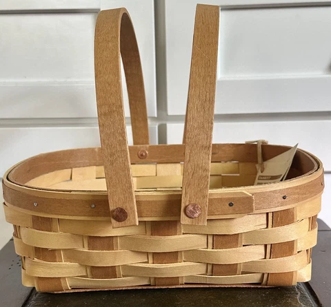 EUC Longaberger 2013 Everyday Traditions Oval Muffin Basket Butternut Clean! Cover