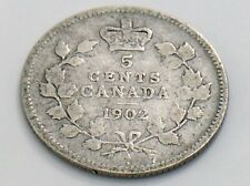 1902 Canada Small Five 5 Cent Silver Circulated Canadian Edward VII Coin I853
