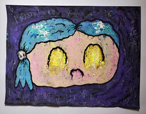 "THE SADDEST GIRL" original painting by outsider artist JUSTIN AERNI - Picture 1 of 2
