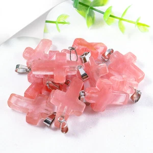 10 Stck. Kirschquarz Stein Kreuz Form Anhänger Perle 28x20 mm Schmuckherstellung - Bild 1 von 3