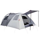 4-5 Man Outdoor Tunnel Tent, Two Room Camping Tent w/ Portable Mat-Outsunny