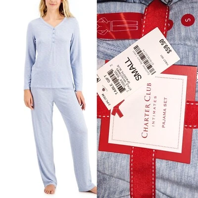 Charter Club Soft Knit Pajamas Set Blue Space Dye Small  - Image 1 of 4