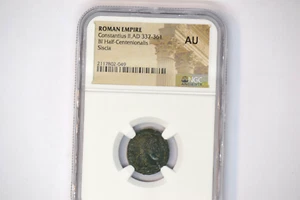 Roman Empire: Constantius II (AD 337-361)- BI Half-Centenionalis- NGC AU - Picture 1 of 4