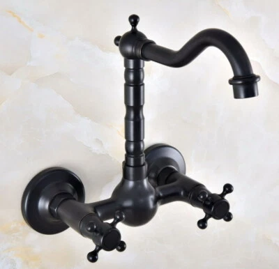 Black Oil Rubbed Brass Kitchen Faucet Bathroom Sink Mixer Tap Wall Mount fnf854 - Image 1 of 4