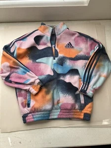 adidas Sweater Tiedye Girls M (10-12) Logo Fleece Comfort School - Picture 1 of 8