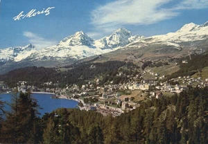 St Moritz Switzerland Aerial View Postcard - Picture 1 of 2