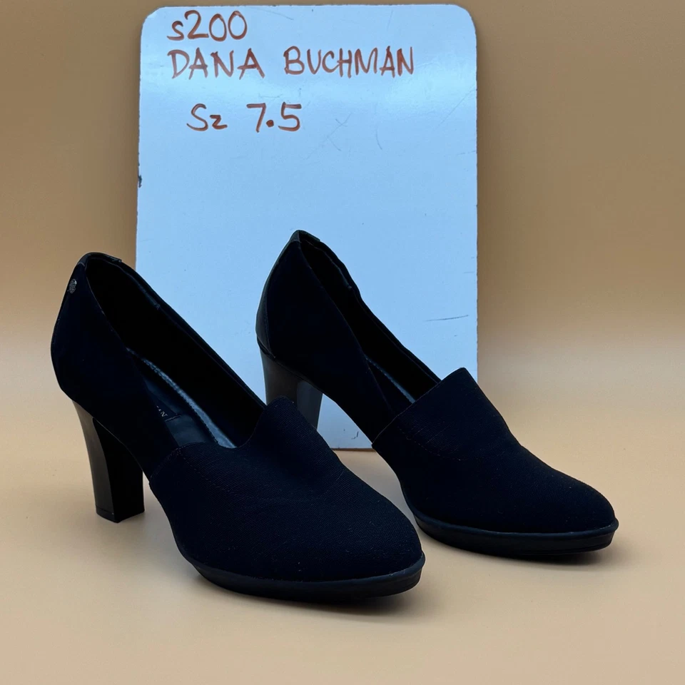 Zapatos sin cordones Dana Buchman de gamuza negros con tacón ancho para mujer talla 7,5 Foto 1 de 4