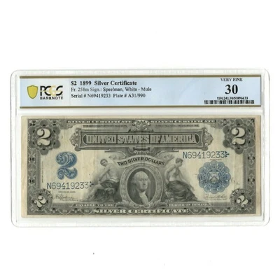 1899 $2 Silver Certificate Fr258m PCGS VF30 - Image 1 of 2