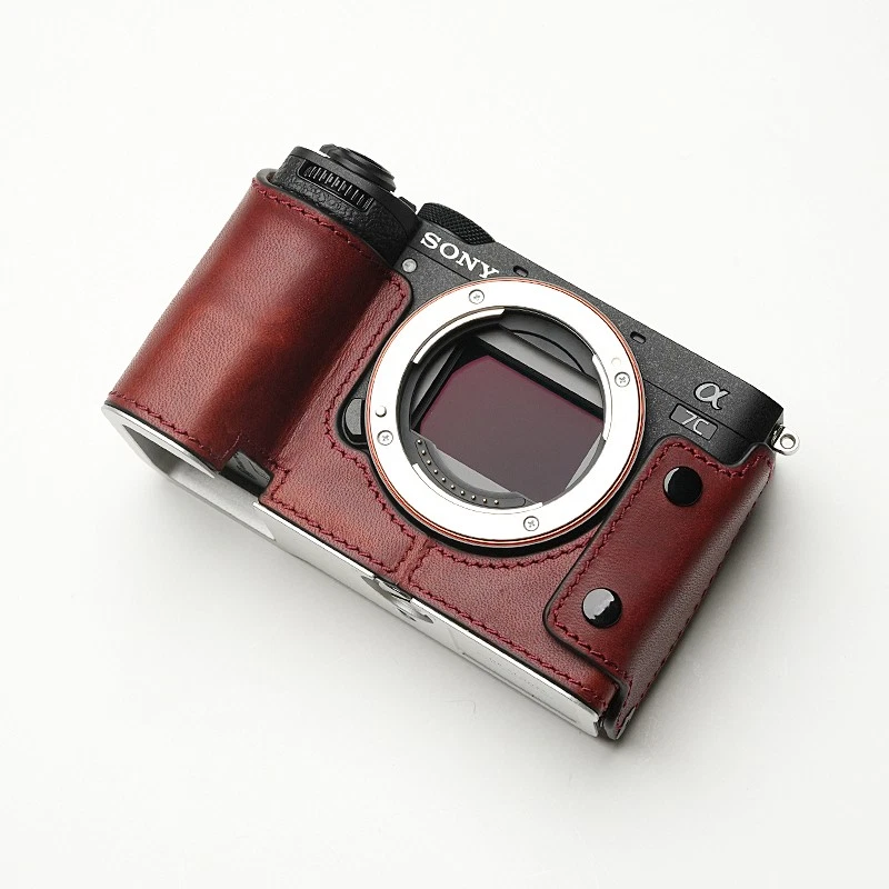 NEW Genuine Leather Camera Bag Protect Case Cover Base For Sony A7C2 A7CII A7CR - Image 1 of 4