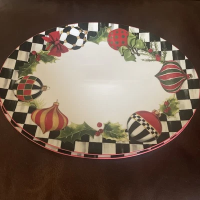 MACKENZIE CHILDS DECK THE HALLS SERVING PLATTER  15.5" x 11.5" - Image 1 of 2