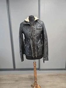 Superdry womens waxed motorcycle jacket size small brown BNWT - Picture 1 of 20